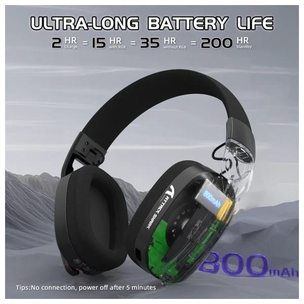 Attack Shark L90 TriMode Wireless Black Headset məhsul şəkli