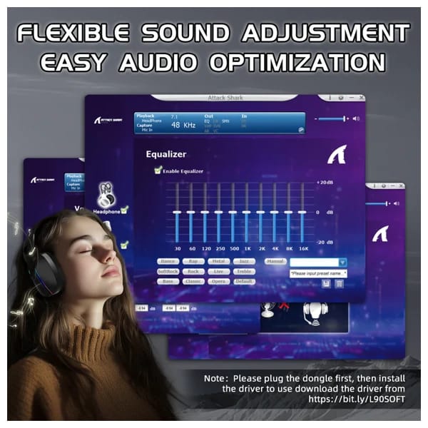 Attack Shark L90 TriMode Wireless Black Headset məhsul şəkli