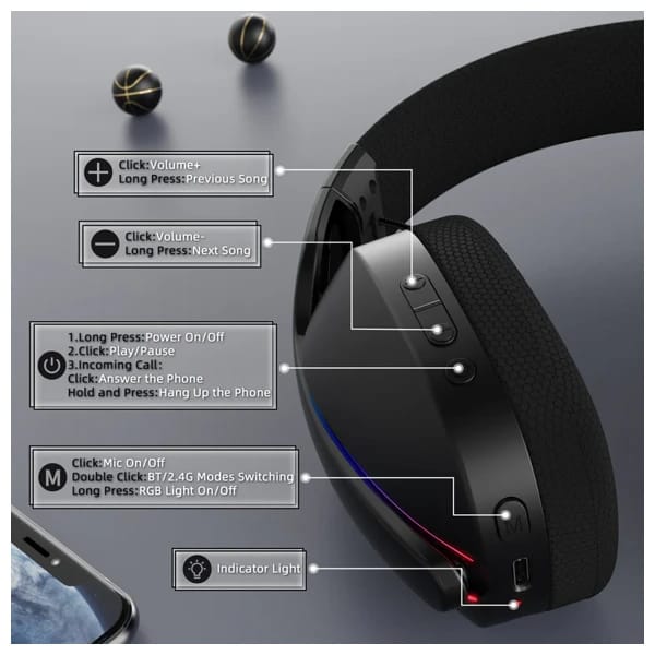 Attack Shark L90 TriMode Wireless Black Headset məhsul şəkli