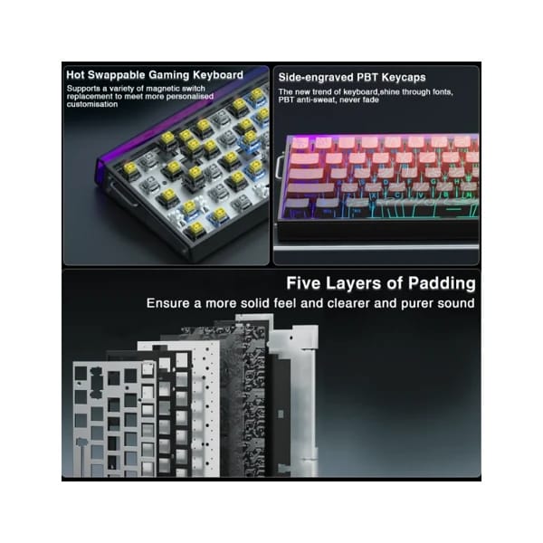 Aula Hero68 He Gradient Black & Red Wired Magnetic Keyboard məhsul şəkli