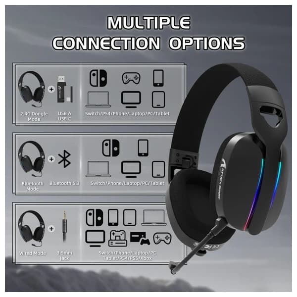 Attack Shark L90 TriMode Wireless Black Headset məhsul şəkli