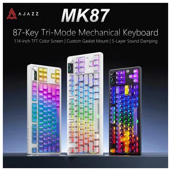 Ajazz MK87 PRO Transparent Gradient Blue-Purple-Pink-Orange məhsul şəkli