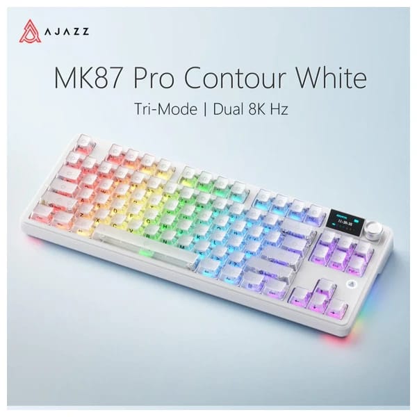 Ajazz MK87 PRO Side-Engraved White Matte Translucent məhsul şəkli