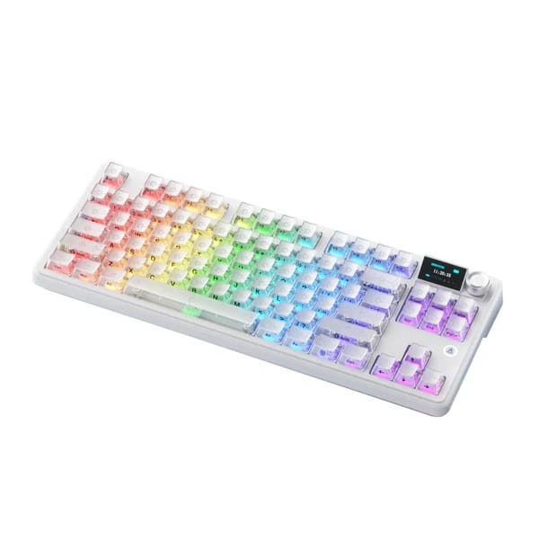 Ajazz MK87 PRO Side-Engraved White Matte Translucent məhsul şəkli
